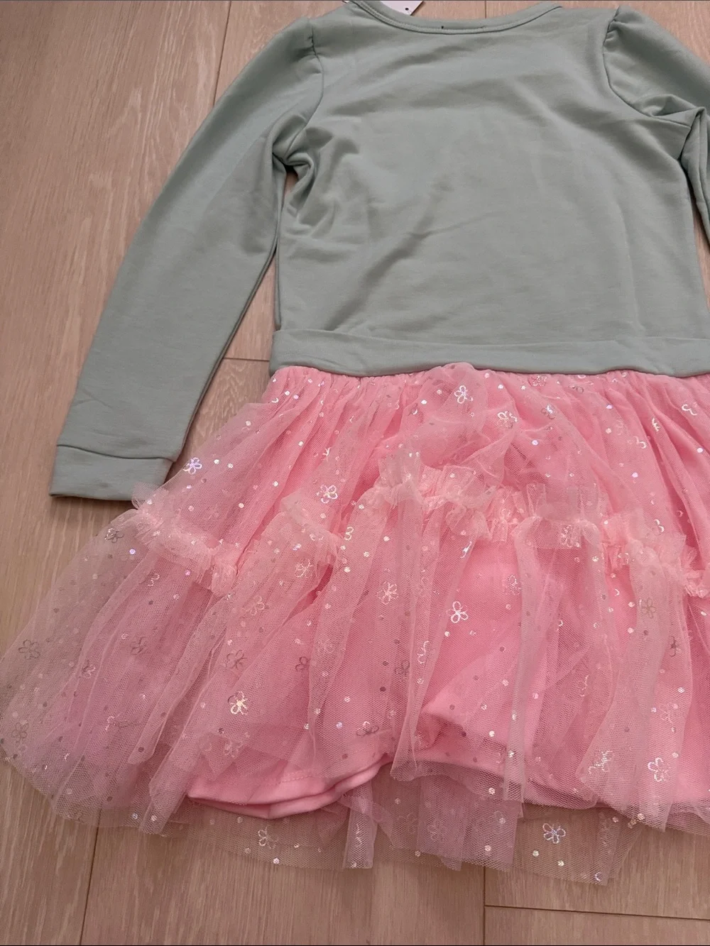 Zunie Girls Mint Green Top with Pink Tulle Dress
